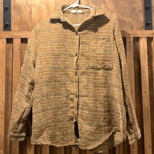 Brown Button Up flannel gilded intent size small women’s